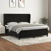 Image de vidaXL Sommier à lattes de lit avec matelas Noir 180x200 cm Velours