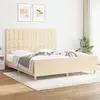Image de vidaXL Cadre de lit - Crème tissu