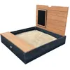 Image de AXI Mandy Sandbox en bois avec banc, espace de rangement, couvercle et tableau noir Bac à sable en anthracite et marron avec tapis de sol 100 x 90 cm