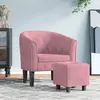 Image de vidaXL Fauteuil avec repose-pied rose velours