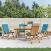 Image de vidaXL Chaises inclinables de jardin avec coussins - Teck - Lot de 4