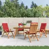 Image de vidaXL Chaises inclinables de jardin avec coussins - Teck - Lot de 4