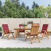 Image de vidaXL Chaises de jardin inclinables - Lot de 4 et coussins - Bois teck