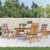 Image de vidaXL Chaises inclinables - Lot de 4 avec coussins - Teck