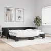 Image de vidaXL Lit de jour avec gigogne et matelas noir 100x200 cm tissu