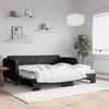 Image de vidaXL Lit de jour avec gigogne et matelas noir 90x200 cm tissu