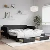 Image de vidaXL Lit de jour avec gigogne et tiroirs noir 100x200 cm tissu