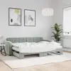Image de vidaXL Lit de jour avec gigogne et matelas gris clair 80x200cm velours