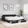Image de vidaXL Lit de jour avec gigogne et tiroirs noir 90x200 cm velours