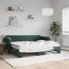 Image de vidaXL Lit de jour avec gigogne sans matelas vert foncé 80x200 cm