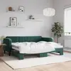 Image de vidaXL Lit de jour avec gigogne sans matelas vert foncé 90x200 cm