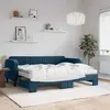 Image de vidaXL Lit de jour avec lit gigogne et matelas bleu 90x200 cm velours