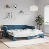 Image de vidaXL Lit de jour avec lit gigogne et matelas bleu 100x200 cm velours