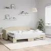Image de vidaXL Lit de jour avec gigogne et matelas crème 80x200 cm tissu