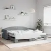 Image de vidaXL Lit de jour avec gigogne et matelas gris clair 100x200 cm tissu