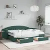 Image de vidaXL Lit de jour avec gigogne et tiroirs vert foncé 80x200cm velours