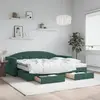 Image de vidaXL Lit de jour avec gigogne et tiroirs vert foncé 90x200cm velours
