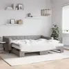 Image de vidaXL Lit de jour avec gigogne et matelas taupe 90x200 cm tissu