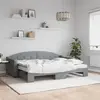 Image de vidaXL Lit de jour avec gigogne et matelas gris clair 80x200 cm tissu