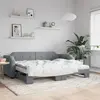 Image de vidaXL Lit de jour avec gigogne et matelas gris clair 80x200 cm tissu