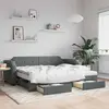 Image de vidaXL Lit de jour avec gigogne et tiroirs gris foncé 80x200 cm tissu