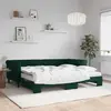 Image de vidaXL Lit de jour avec gigogne et matelas vert foncé 90x200cm velours