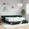 Image de vidaXL Lit de jour avec gigogne et tiroirs vert foncé 90x200cm velours