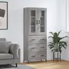 Image de vidaXL Buffet haut Sonoma gris 69,5x34x180 cm