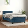 Image de vidaXL Sommier à lattes et matelas 100x200 cm - Velours bleu foncé