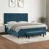 Image de vidaXL Sommier à lattes de lit et matelas Bleu foncé 160x200cm Velours