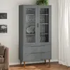 Image de vidaXL Armoire à vitrine MOLDE Gris Bois de pin massif