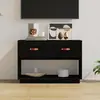 Image de vidaXL Meuble TV Bois de Pin Noir 90x40x60 cm