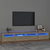 Image de vidaXL Meuble TV avec lumières LED Chêne sonoma 240x35x40 cm