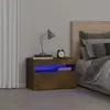 Image de vidaXL - Table de chevet avec LED - Chêne fumé