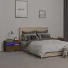 Image de vidaXL Tables de Chevet avec LEDs - Chêne Fumé