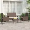 Image de vidaXL Salon de jardin 4 pcs - Résine tressée marron