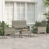 Image de vidaXL Salon de jardin 4 pcs Gris Résine tressée