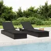 Image de vidaXL Transat avec coussin - Noir résine tressée