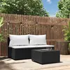 Image de vidaXL Salon de jardin 3 pcs avec coussins Noir Résine tressée