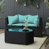 Image de vidaXL Salon de jardin 3 pcs avec coussins Noir Résine tressée