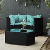 Image de vidaXL Salon de jardin 4 pcs avec coussins - Noir - Résine tressée