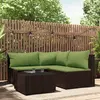 Image de vidaXL Salon de jardin 4 pcs avec coussins Marron Résine tressée