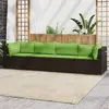 Image de vidaXL Salon de jardin 4 pcs avec coussins Marron Résine tressée