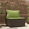 Image de vidaXL Canapé central de jardin avec coussins marron résine tressée