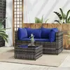 Image de vidaXL Salon de jardin 3 pcs - Résine tressée grise