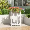 Image de vidaXL Jardinière avec Étagère Blanc Bois