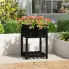 Image de vidaXL Jardinière avec étagère - Noir - 54x54x81 cm