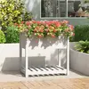 Image de vidaXL Jardinière avec étagère Blanc Bois massif de pin