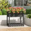 Image de vidaXL Jardinière avec étagère - Gris Pin massif