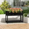Image de vidaXL Jardinière avec étagère - Bois de pin noir